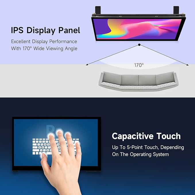 Generic LUCKFOX Touchscreen7 inch HDMI 1024x600 Portable Monitor Compatible with Raspberry Pi 5/4/4B/3/3B/Zero 2 W/All Pi VersionPlug &amp Play LCD IPS Display with Stand Black