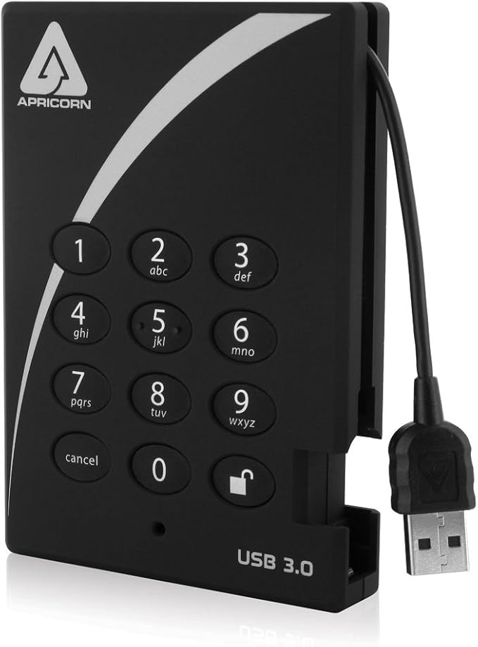 Apricorn 2TB Portable External Hard Drive &amp Aegis Secure Key 3Z 128GB 256-bit AES XTS Hardware Encrypted FIPS 140-2 Level 3 Validated Secure USB 3.0 Flash Drive (ASK3Z-128GB) Black