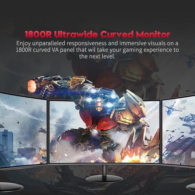 Viewedge Curved Gaming Monitor 27 inch 180Hz FHD 1080P VA Screen 1800R Computer Monitor 1ms with FreeSync Low Motion Blur DisplayPort HDMI Monitor Built-in Speakers