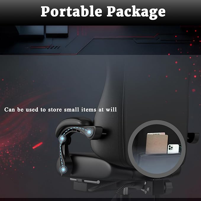 Gaming Chair with Pocket Spring Cushion and Footrest Ergonomic Computer Chair for Adults Breathable PU Leather Game Chair Adjustable Headrest and Lumbar Support Office Desk Chair