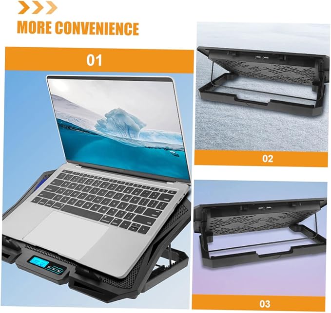 Laptop Cooling Pad Quiet Fans Height USB Port Compatible Laptops up to Portable Cooling System for Gaming and Work
