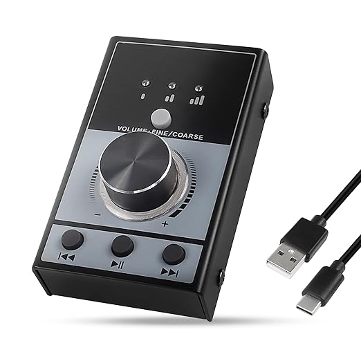 XMSJSIY USB Volume Knob Controller Multimedia Computer Sound Controller with Play/Pause/Back/Forward FunctionOne-Click Mute for Phone PC Speaker Audio Adjustment