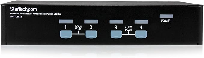 StarTech.com 4 Port Rack Mountable USB KVM Switch with Audio &amp USB Hub - KVM / audio / USB switch - 4 x KVM / audio / USB - 1 local user - desktop - SV431USBAE