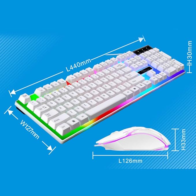 Arinda Wired Gaming Keyboard and Mouse Set Colorful LED Backlit USB Gaming Keyboard Mouse for Laptop PC Gamers