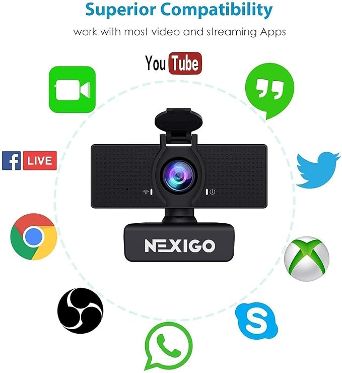 NexiGo 1080P Business Webcam Kits N60 HD Web Camera with Microphone and Privacy Cover Software Control Lightweight Mini Tripod Extendable Stand for Zoom/Skype/Teams