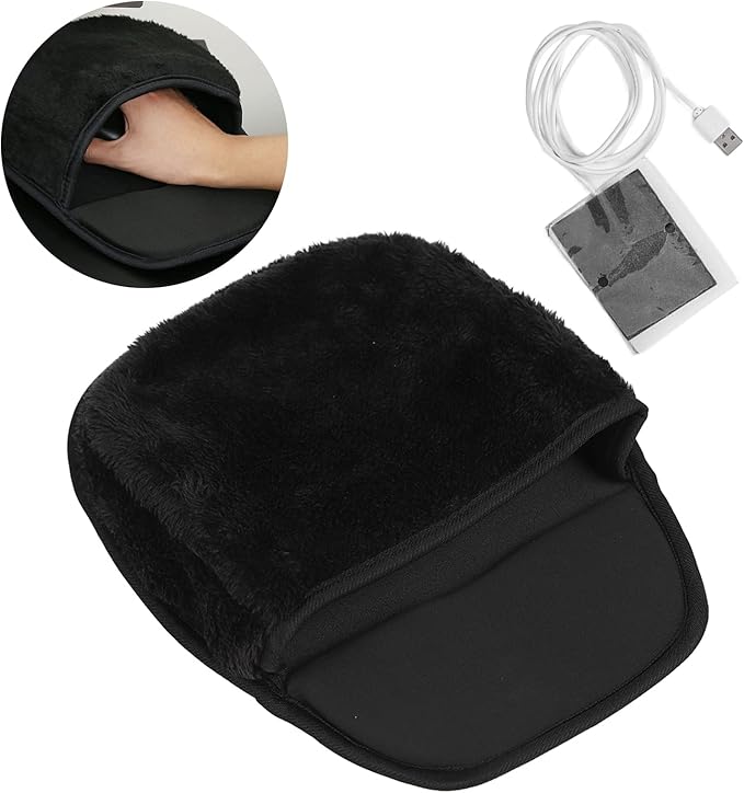 Heated Pad Hand Warmer Pad Office Mousepad USB Heated Computer Pad Hand Warmer Roomy Hand Warming Pad Desk Accessories for Men Women Heating Pads (Black)
