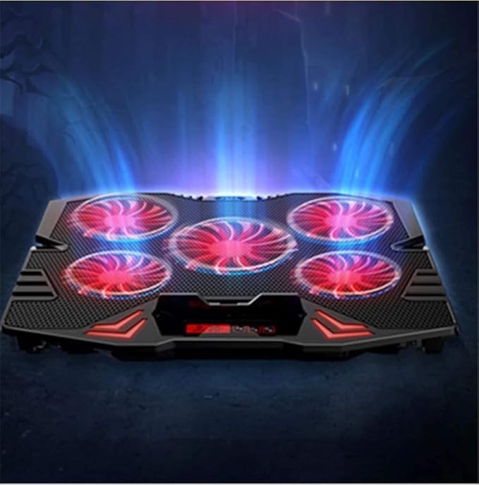Laptop Cooling Pad Notebook Cooler for Desk and Lap Use Laptop Fan Stand 5 Adjustable Heights with 5 Quiet Fans and Phone Holder for 12-17 Inch Laptops (Color : Blue) (Red)