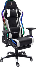 TBQATNTS Ergonomic Massage Gaming Chair with SpeakersGaming Chair Massage with Led RGB Lights and Footrest7-Point Massage Gaming Chair for Adultswith FootrestAdjustable Armrest HeightWhite