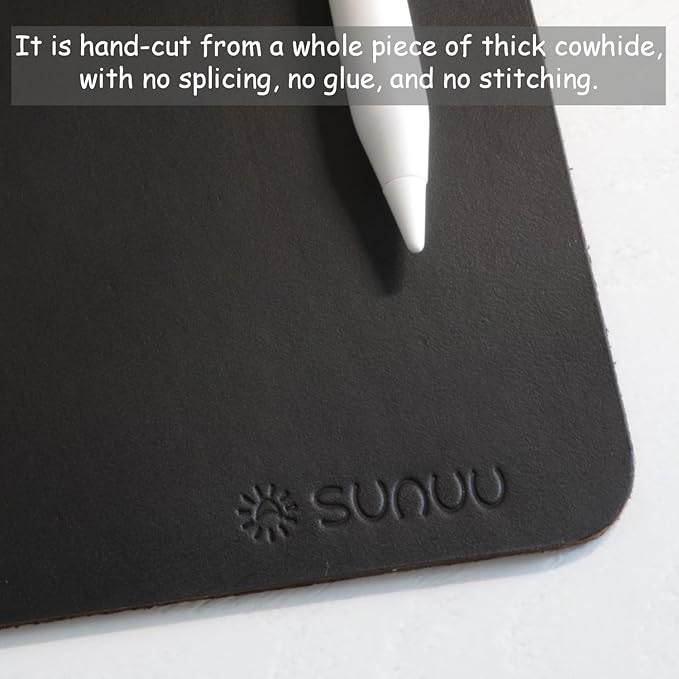 Mouse Pad-Premium Full Grain Genuine Leather (Vintage Black)