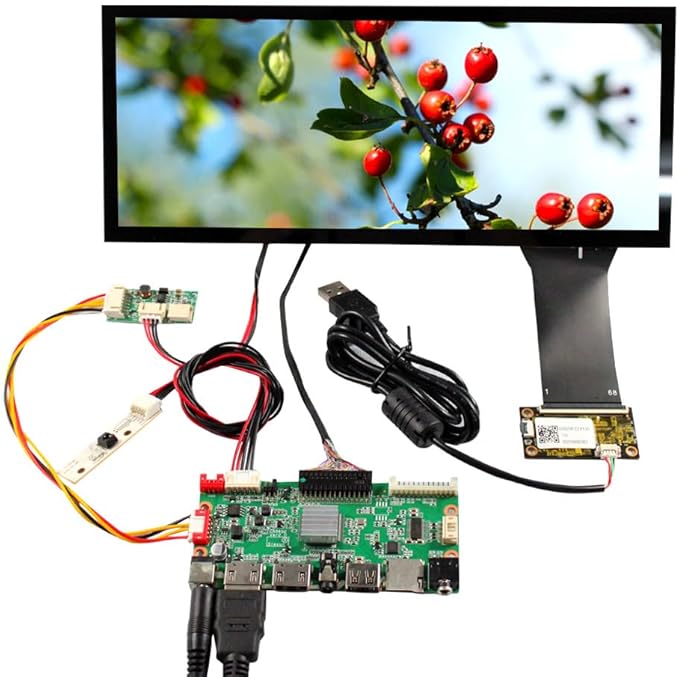 VSDISPLAY 10.3'' 1920x720 IPS 800 Nits LCD Touch Screen with 10 Points Capacitive Touch Panel &amp USB SD LCD Controller Boardfit for Outdoor High Brightness/Automotive Display