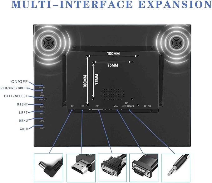 VSDISPLAY 15 Inch 1024x768 LCD Monitor 1000 Nits High Brightness IPS Screen with H/D DVI VGA as Outdoor Industrial Extra Display