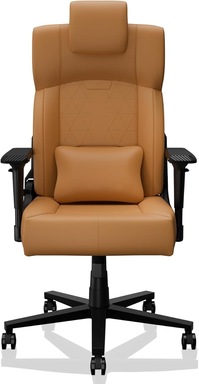 Gaming Chair Big and Tall for AdultsErgonomic Comfortable Wide Office Chair with Lumbar SupportDesk Computer Chair High Back 155° Recline with Angle LockPUYellow Brown
