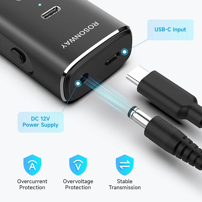 Rosonway 7 Ports Powered USB 3.2/USB C Hub 10Gbps with 4 USB-C 3.2 3 USB-A 3.2 Ports 3.3ft Cable and 36W(12V/3A) Power Adapter Aluminum USB Splitter for Laptop RSH-H7C4