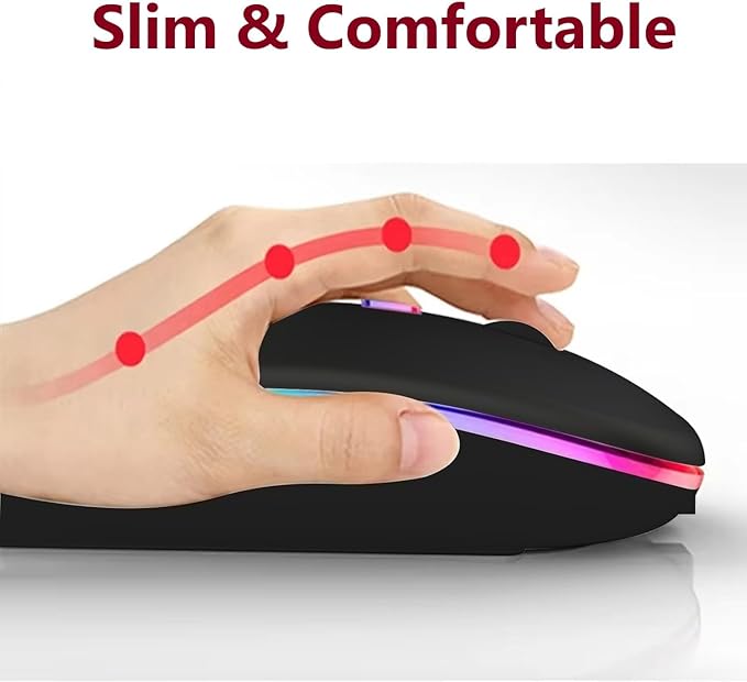 Sahara - Wireless Mouse with Silent Click | Bluetooth &amp USB Connection | Rechargeable Battery | USB &amp Type C Adapter