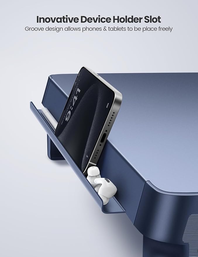 Vaydeer USB 3.0 Monitor Stand Metal Monitor Riser with Hub Support Fast Charging and Transfer Data Keyboard and Mouse Storage Desk Organizer for LaptopComputerNotebookMacBook21.4inch