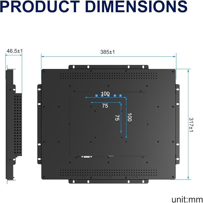 17 Inch Open Frame Design Touch Screen Monitor Display with VESA &amp Rear Mounting Bracket for Kiosk Industrial Automation Retail Self-Service