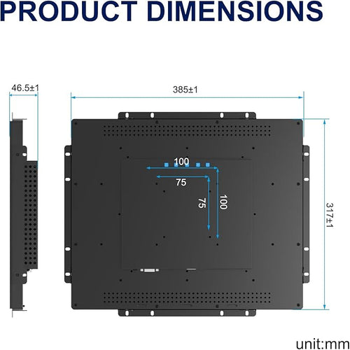 17 Inch Open Frame Design Touch Screen Monitor Display with VESA &amp Rear Mounting Bracket for Kiosk Industrial Automation Retail Self-Service