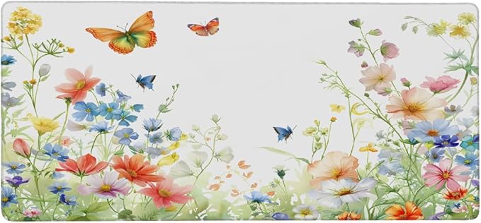 Color Flower Butterfly Leaf Large Mouse Pad Gaming Mousepad Desk Mat for Desktop Computer Keyboard Waterproof Mouse Mat Desk Pad with Non-Slip Base for Game School Office Home 35.4 x 15.7