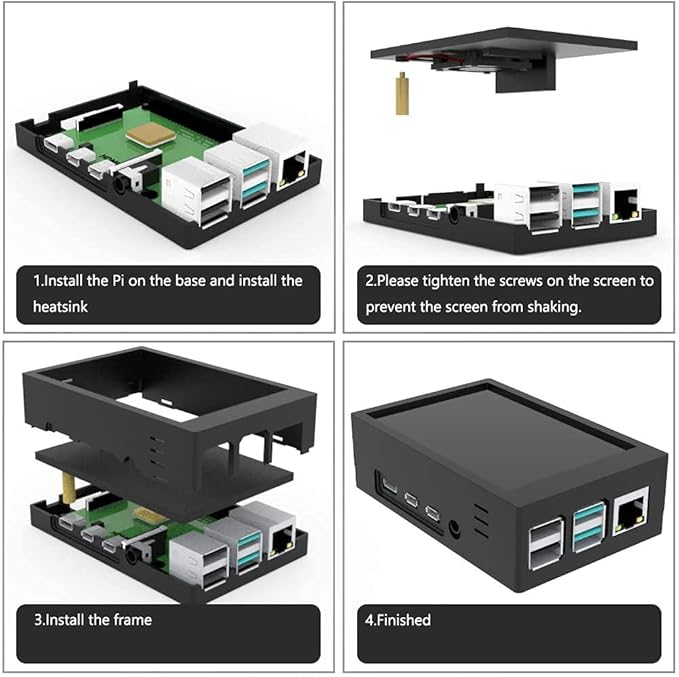 for Raspberry Pi 4 TFT 3.5 inch Touch Screen with Case Mini Cooling Fan and Heatsink 480x320 Resolution 60fps Monitor LCD Display