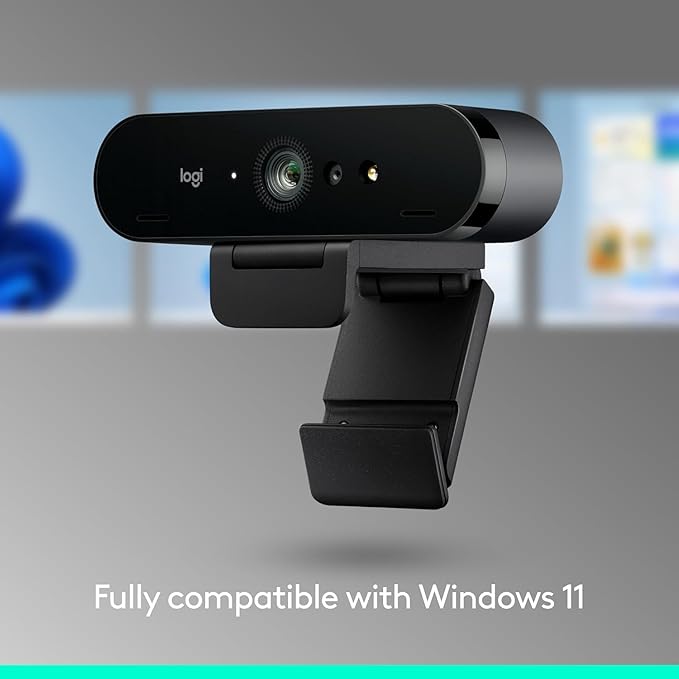 Logitech Brio 4K Webcam Video Calling Noise-Cancelling mic HD Auto Light Correction Wide Field of View Windows Hello Works with Microsoft Teams Zoom Google Meet PC/Mac/Laptop/MacBook/Tablet