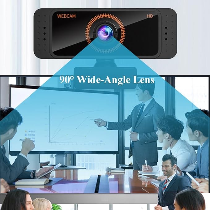 GIZNXBA Webcam 1080P with Microphone for PC/Laptop USB Computer Camera Plug &amp Play with 90° Wide-Angle Lens for Video Calls Live Streaming Gaming &amp Online Meetings