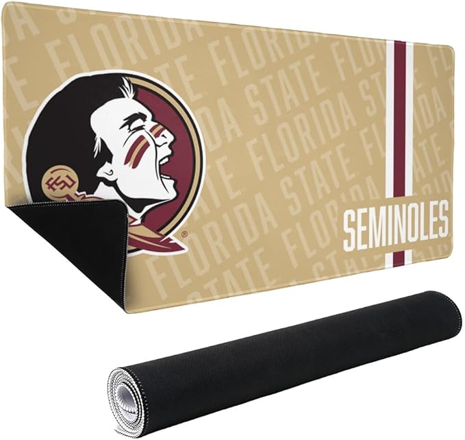 Florida State University FSU Seminoles Mascot Large Gaming Mouse Pad Desk Mat with Stitched Edges Non-Slip Base for Gamer Home and Office 31.5 x 15.7