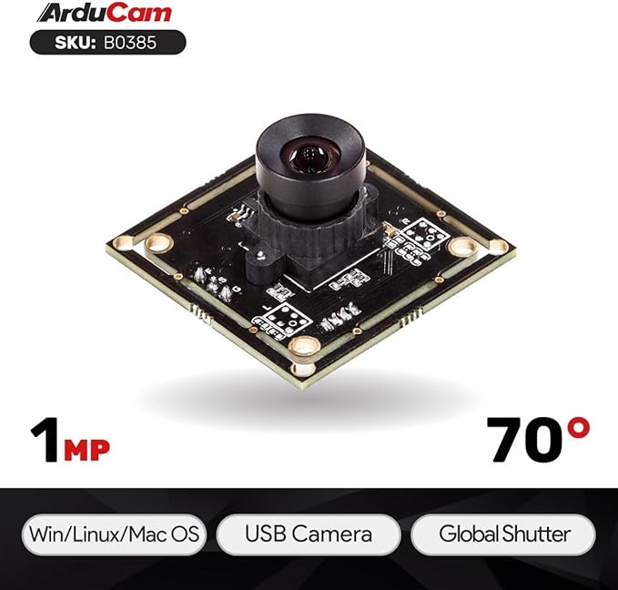 Arducam 100fps Global Shutter Color USB Camera Board 1MP OV9782 UVC Webcam Module with Low Distortion M12 Lens Without Microphones
