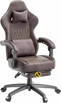 Gaming Chair Swivel Seat Headrest and Lumbar Pillow Adjustable Backrest Office Chair Ergonomic Lumbar Support Mute Pulley(BrownWithout)