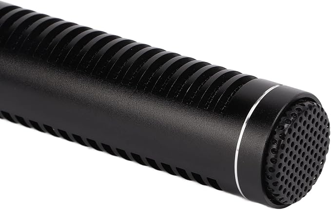 Black Interview Microphone with High Sensitivity for Meeting Recording Camera Mic + Windshield