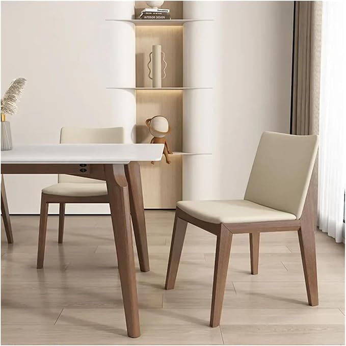 Adjustable Office Computer Chair with Armrest 1pcs Modern Minimalist Solid Wood Frame Leisure Dining Chair Indoor Kitchen Furniture(Light Khaki)