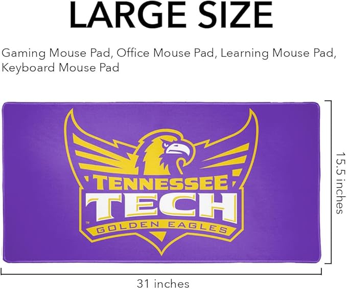 Tennessee Technological University Primary Logo Large Gaming Mouse Pad Desk Mat with Stitched Edges Non-Slip Base for Gamer Home and Office 31.5 x 15.7