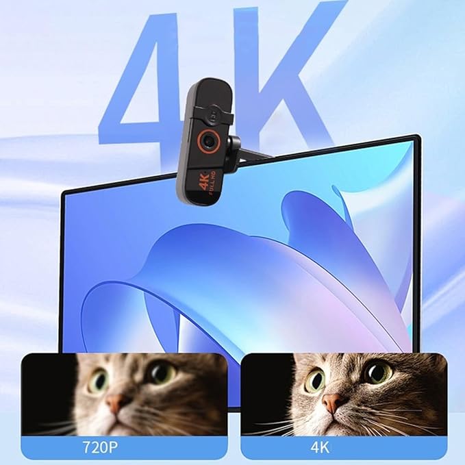 GIZNXBA 4K Webcam for Streaming High-Precision Autofocus Noise-Cancelling Mics USB Webcam with Built-in Privacy Cover Streaming Camera for Live Commerce/Gaming/Beauty
