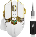 EWEADN G5 Wireless Gaming mouse 12800 Adjustable DPI Ergonomic Mouse with 6 RGB Backlit Modes Rapid Fire Key 9 Programmable Macro Buttons Rechargeable Bluetooth Mouse for PC/Mac/Laptop - White