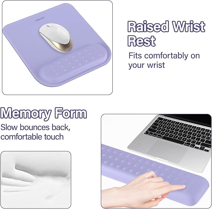 MOSISO Computer Keyboard Stand&ampWrist Rest Support for Keyboard &ampMouse Pad Set Ergonomic Massage Wrist Rest Set Easy Typing Working Acrylic Clear Stand for Office Home Purple