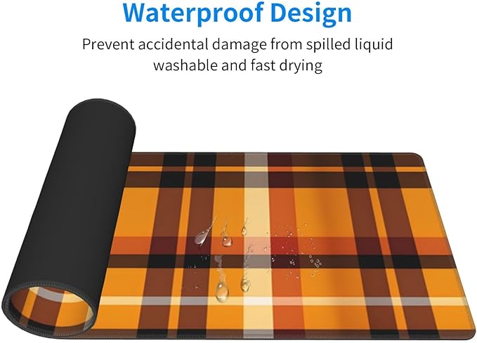 Yellow Buffalo Plaid Check Large Mouse Pad XL Extended Gaming Pad Waterproof Desk Mat for Desktop Keyboard Non Slip Mousepad for Office Game Home 32.15x11.8