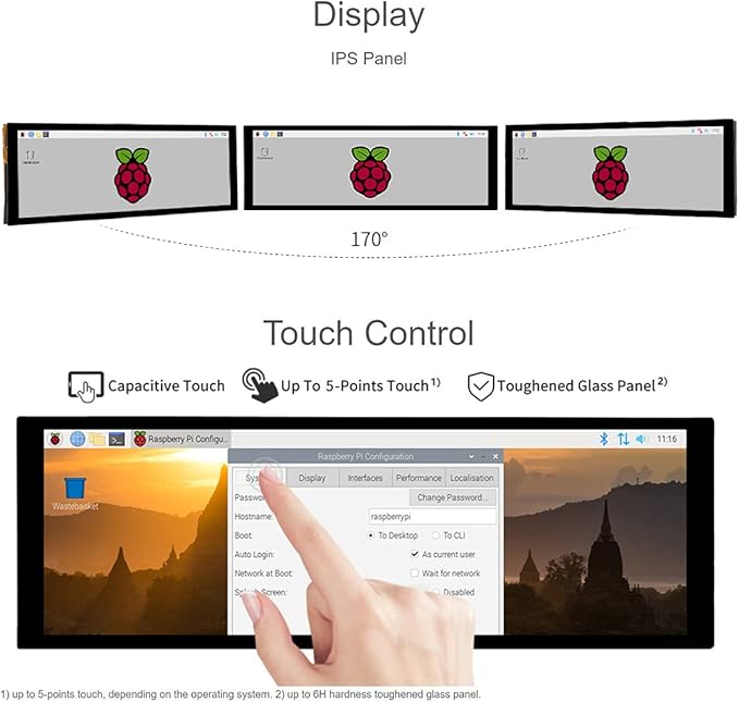 Waveshare Capacitive Touch Screen LCD 400*1280 Pixels Monitor HDMI Interface IPS Display Panel Support Raspberry Pi/Jetson Nano/PC/Windows 10/Raspbian/Ubuntu/Kali/WIN10 IoT/Retropie @TOP1 7.9inch