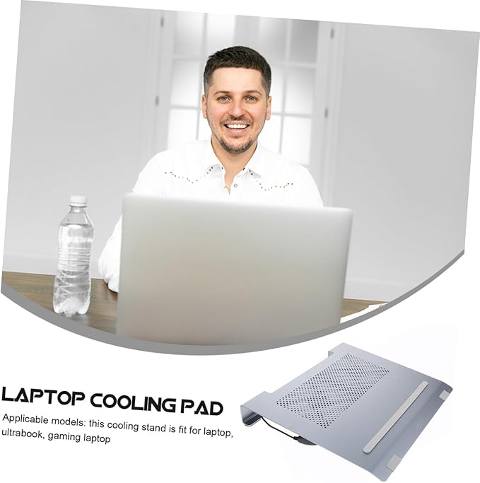 Aluminum Alloy Laptop Cooler Stand with USB Fan for Laptops to 17.3 Inch Ventilated Cooling Pad Elevated Holder for Gaming and Office Use Gray