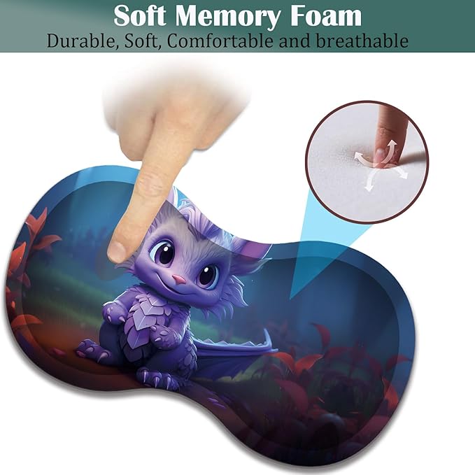 Large Game Mouse Pad + Wrist Support Pad + Coffee Coaster Desk Pad with Sewn Edges Anti-Slip Set pad Suitable for Office Work and Home - Purple Dragon