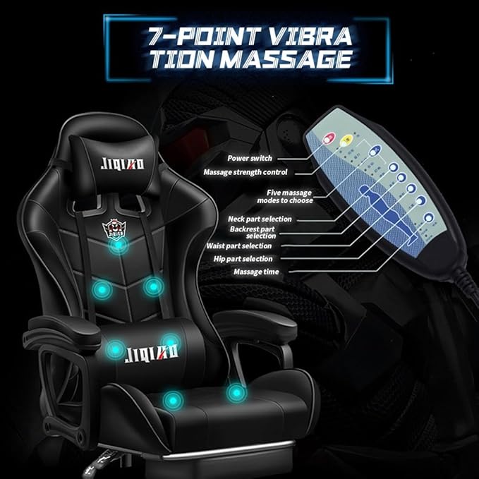 Ultimate Gaming Chair with Recline Colorful LightsFootrest Massage Surround Sound Latex Cotton Cover Ergonomic Design - for Gamers Office Workers Students - Chair Gaming (Color
