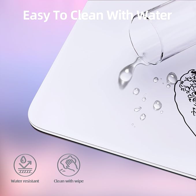Attack Shark CM05 Contour Glass Gaming MousepadNano-Micro-Etched TextureSmooth Glass SurfaceHigh AccuracyFast-MovingAnti-Scratch PU Leather Super Non-Slip BaseLarge Size(450×400mm)White Waves