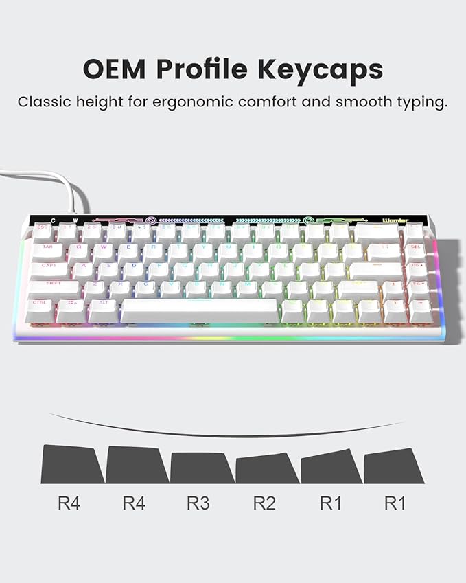 VK68 65% Gaming Keyboard Wired Backlit Mini Keyboard Ultra-Compact Anti-Ghosting No-Conflict 68 Keys Gaming Wired Keyboards for PC Laptop Windows Gamer White