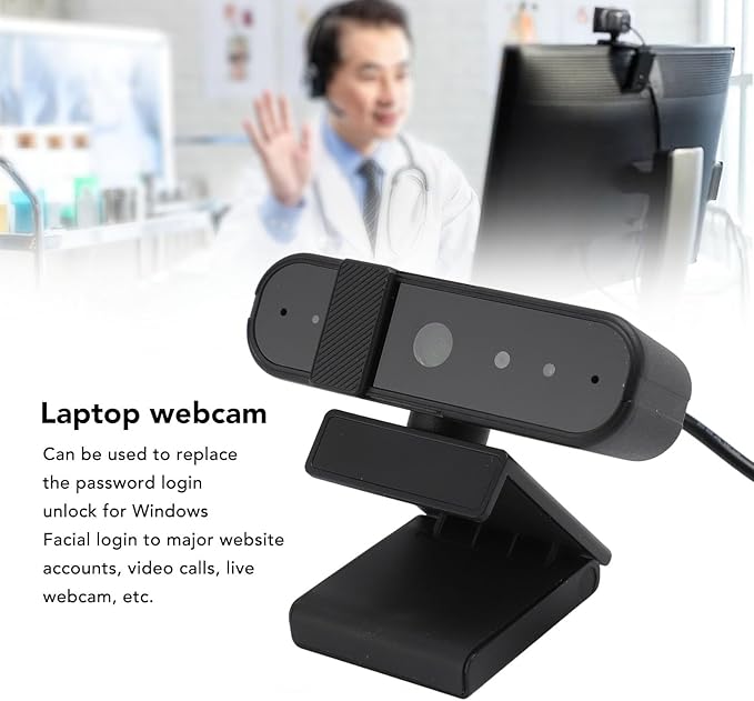 Facial Recognition Webcam1080P HD Webcam with Autofocus 120 Degree Wide Angle &amp Private Cover Plug and Play USB PC Webcam PC Camera for Windows 10 11 Desktop Depisutaaktcy0poed