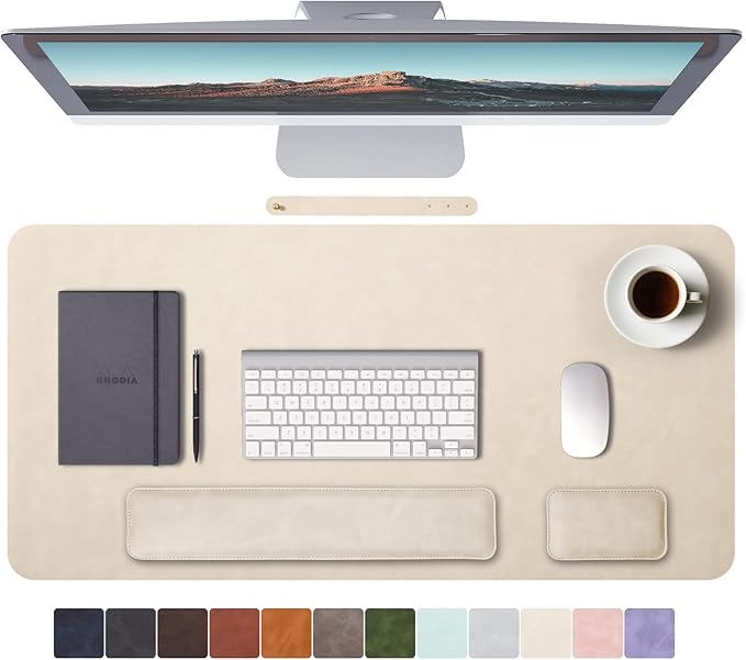 RENMTURE Large Mouse Pad and Keyboard Wrist Rest Desk Pad for Keyboard and Mouse Large Gaming Mouse Pad with Wrist Support Desk Mat for Work and Gaming (Apricot)