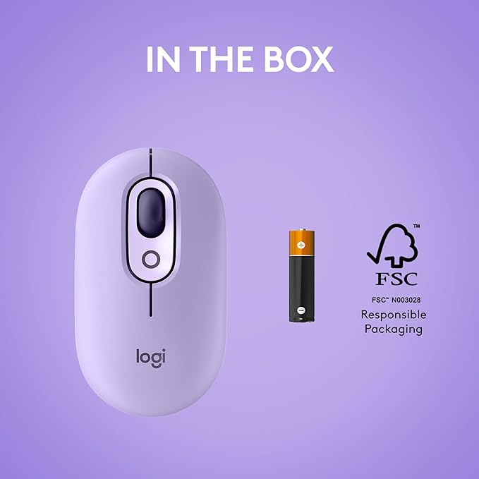 Logitech POP Mouse Wireless Mouse with Customizable Emojis SilentTouch Technology Precision/Speed Scroll Compact Design Bluetooth Multi-Device OS Compatible - Cosmos