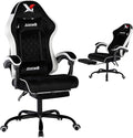 Gaming Chair with Footrest Ergonomic Computer Chair with Headrest &amp Lumbar Support Skin-Friendly Velvet Adjustable Height &amp Backrest Linked Armrest for Gamer Home Adults Office RestWhite