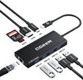 QGeeM USB C Hub Ethernet9 in 1 USB Type C Hub HDMI Multi-Port Converter Adapter100W Pd USB 3.0SD/TF Card ReaderCompatible for MacBook Pro Air Ipad HP Dell Lenovo Chromebook etc.-Black