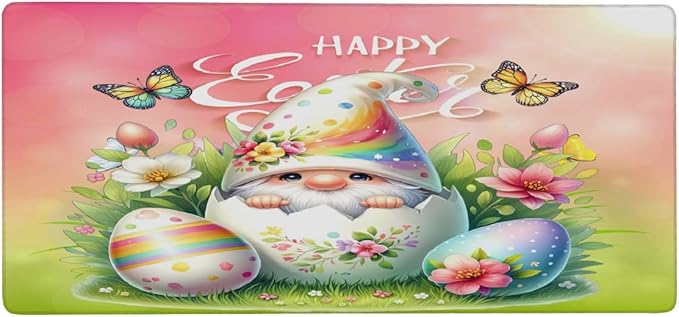 Large Easter Mouse Mat Computer Mousepad with Non-Slip Rubber Base Waterproof Mouse Pad Desktop Keyboard Pad for GamerHome School Laptop Office Accessories16x35.5inA (24)