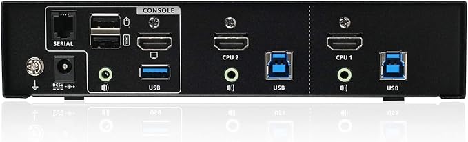 IOGEAR 2-Port HDMI 4K KVMP Switch - 2-Port USB 3.1 Hub Transfer Rate 5Gbps - 4K 60Hz - Control 2 Computers w/1 Keyboard Mouse - HD Audio - Auto Scan Mode - TAA - Mac / Win - GCS1932H