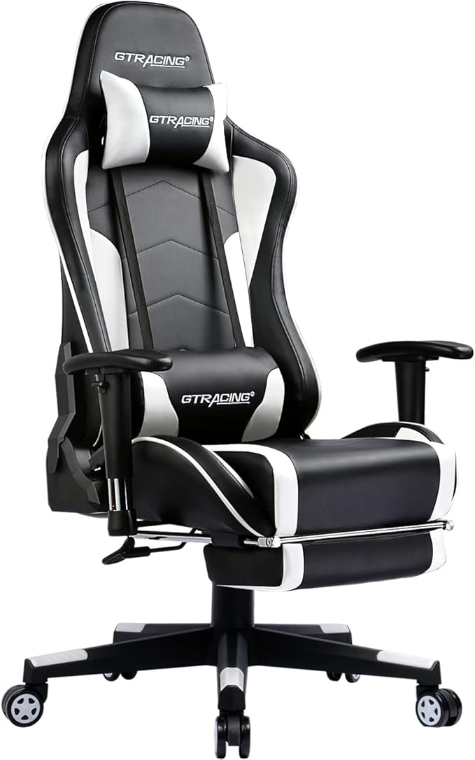 GTPLAYER Gaming Chair with Footrest Speakers Video Game Chair Bluetooth Music Heavy Duty Ergonomic Computer Office Desk Chair