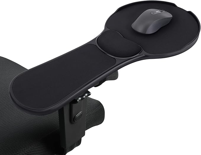 Upgraded Ergonomic Arm Rest Mouse Pad for ChairAdjustable Mouse Tray with Wrist Cushion Chair arm Mousepad Black